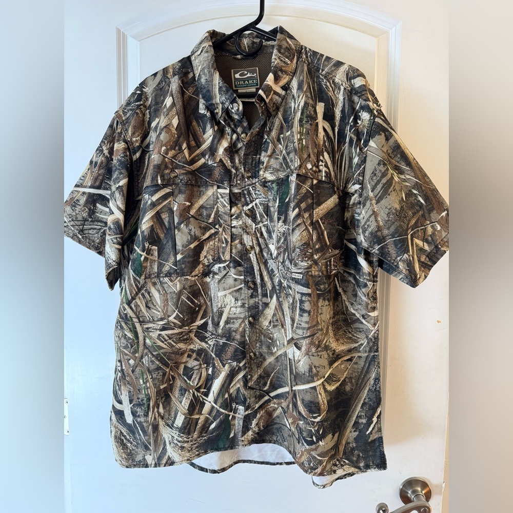 Drake Men's Woodland Camo Button Down Shirt